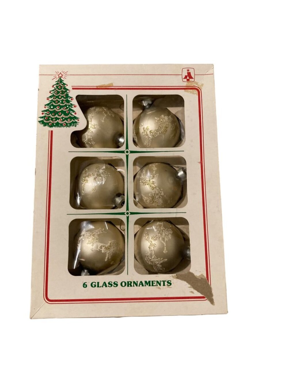 Vintage Christmas Essex Franke 6 Silver Glass Ornaments With Glitter